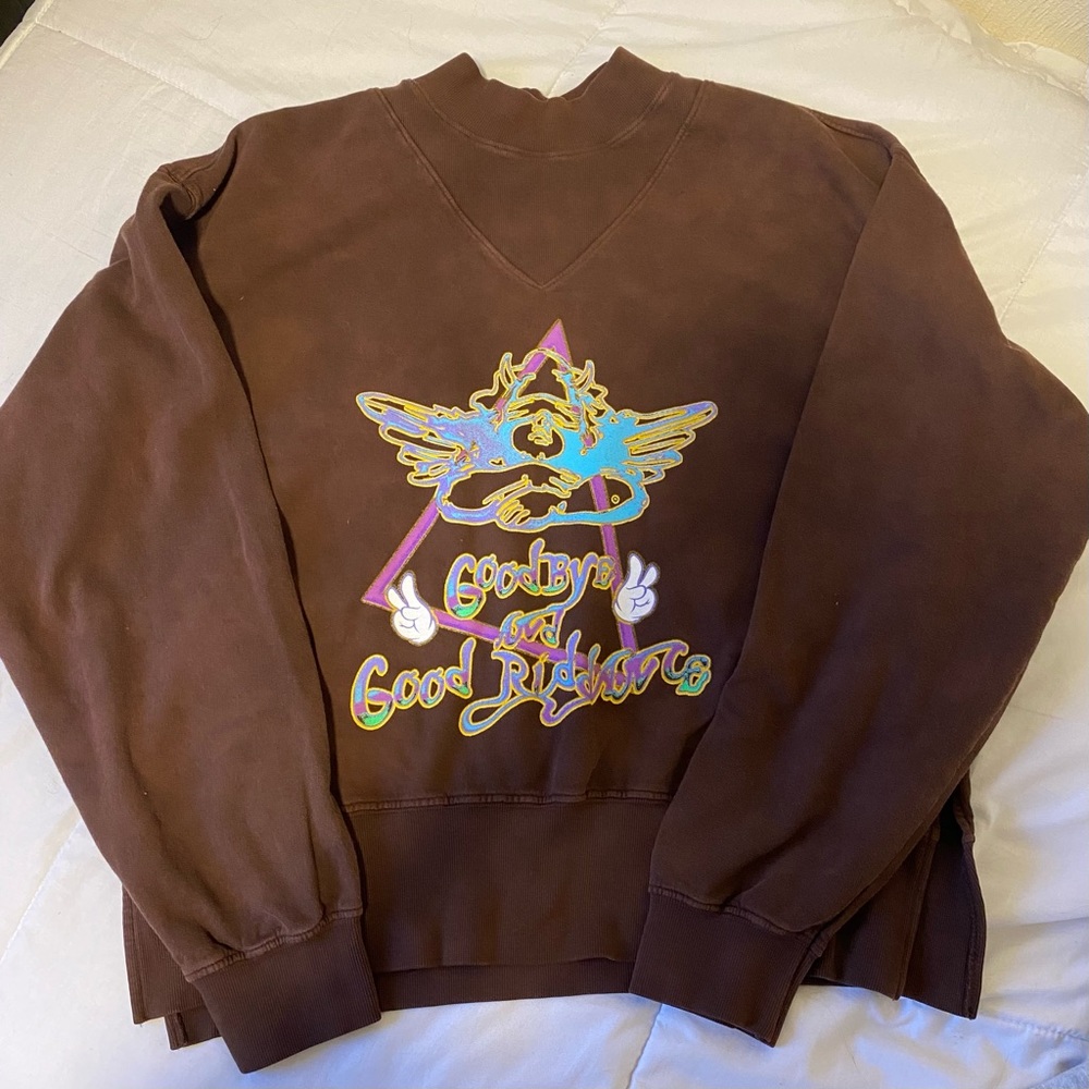 Boys Lie Brown Graphic Crewneck Sweatshirt with Multicolor Logo